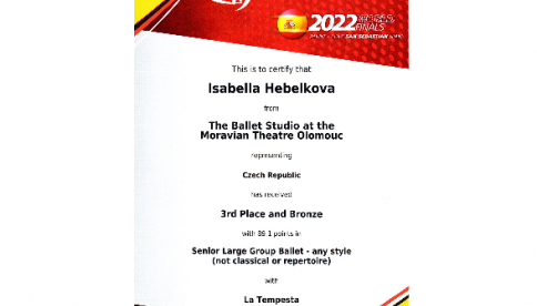 Velký úspěch naší žákyně z 1. A8  ISABELLY HEBELKOVÉ