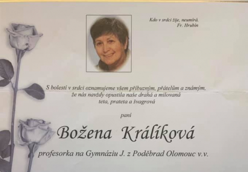 Zemřela profesorka Králíková