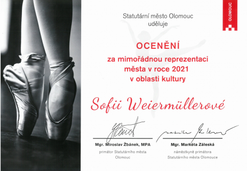 Vynikající úspěch studentky 1. A8  Sofie Weiermüllerové