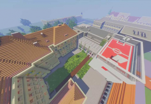 Virtuální model školy ve hře Minecraft